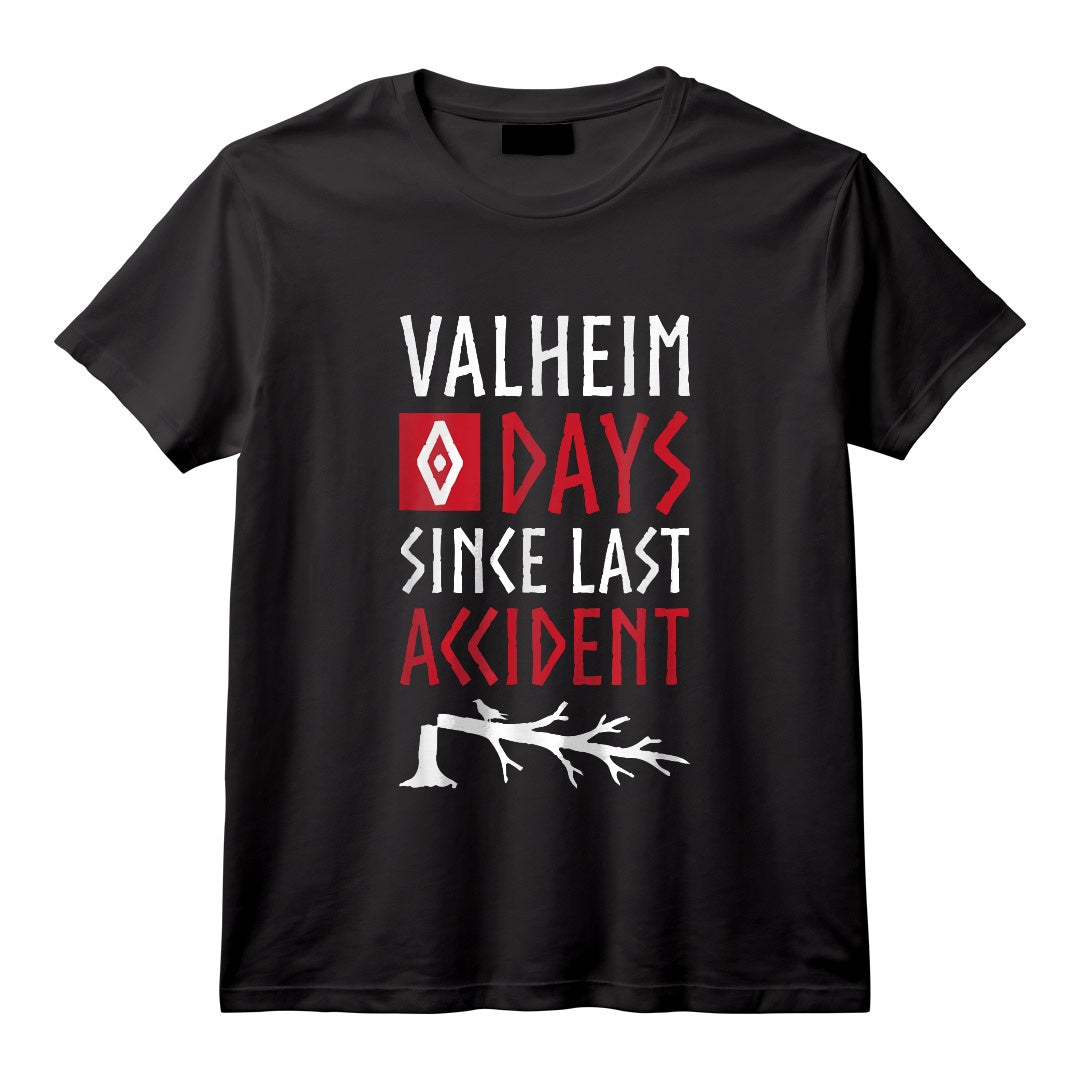 0 Days Since Last Accident – Valheim Norse Gamer T-Shirt - Idéal pour les Fans de Jeux Vidéo et de la Culture Nordique