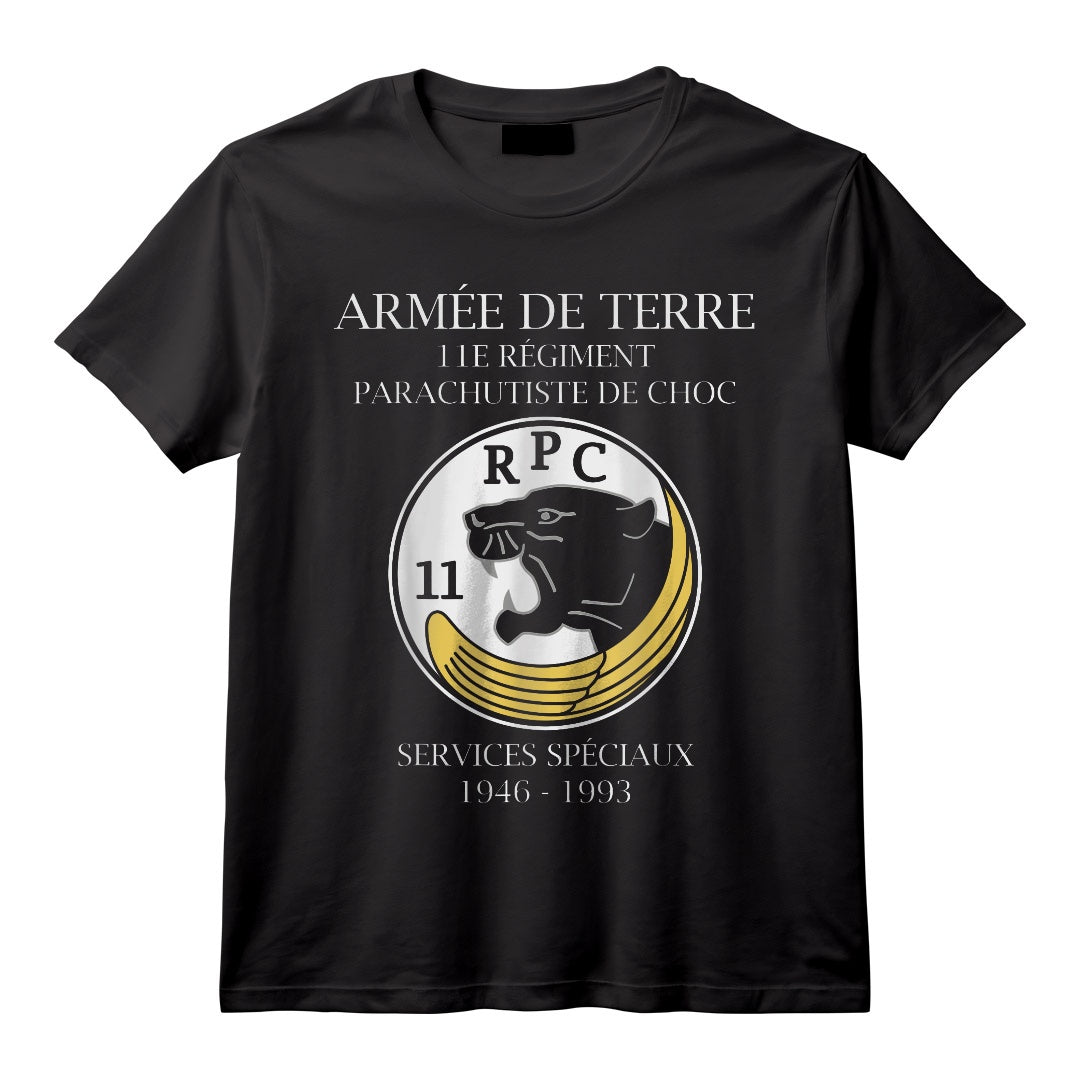 11ème Régiment de Parachute de la Force Spéciale Française Choc Militaire T-Shirt - Soutenez la Force Française avec Style