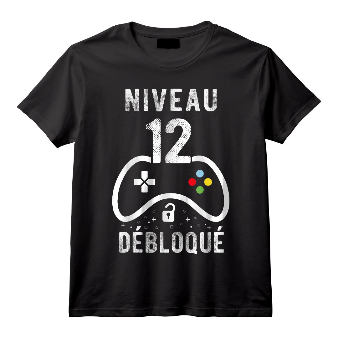 12 ans Anniversaire Garçon Cadeau Gamer T-Shirt - Idée Originale pour les Fans de Jeux Vidéo