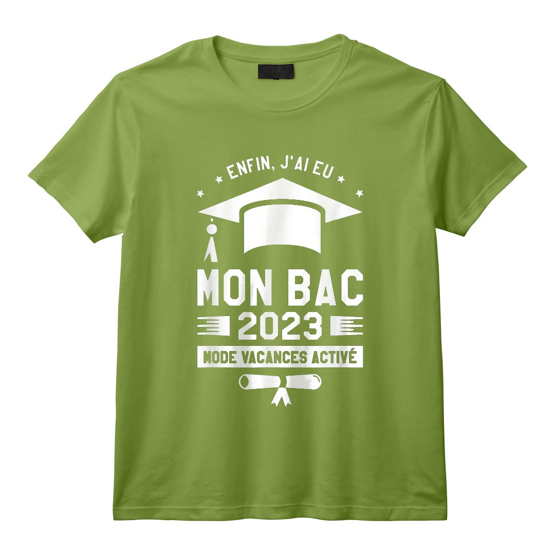 Enfin J'ai Eu Mon Bac 2023 Mode Actif Vacances T-Shirt - Cadeau de Remise de Diplôme pour Diplômé, Fashion Holiday Active