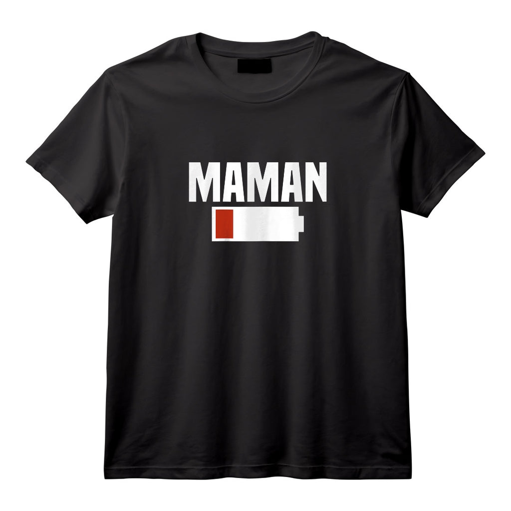 Femme Maman Stressée. Batterie vide T-Shirt - Original et Amusant pour Mamans Actives - Coupe Classique