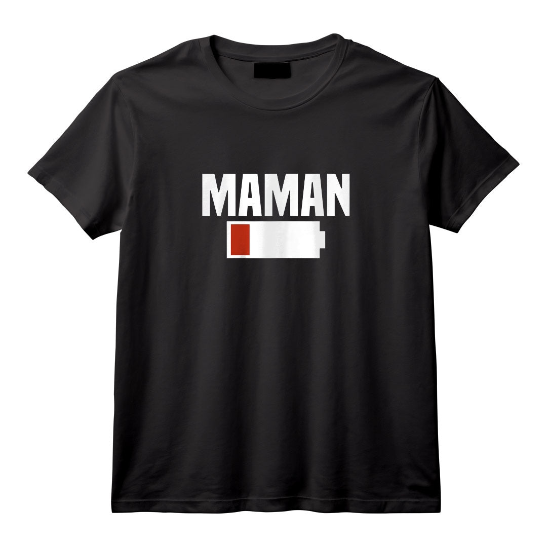 Femme Maman Stressée. Batterie vide T-Shirt - Original et Amusant pour Mamans Actives - Coupe Classique