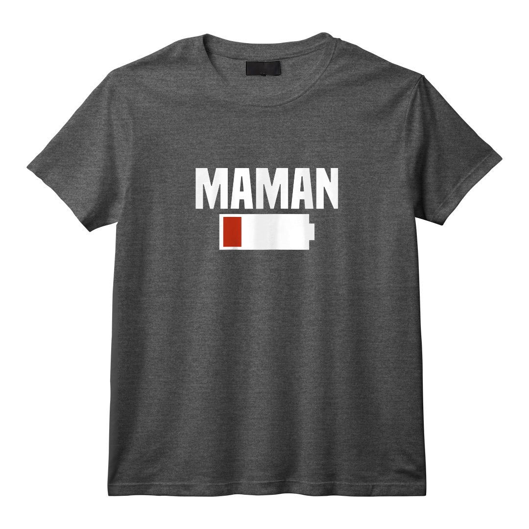Femme Maman Stressée. Batterie vide T-Shirt - Original et Amusant pour Mamans Actives - Coupe Classique