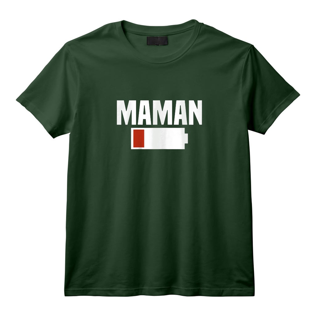 Femme Maman Stressée. Batterie vide T-Shirt - Original et Amusant pour Mamans Actives - Coupe Classique