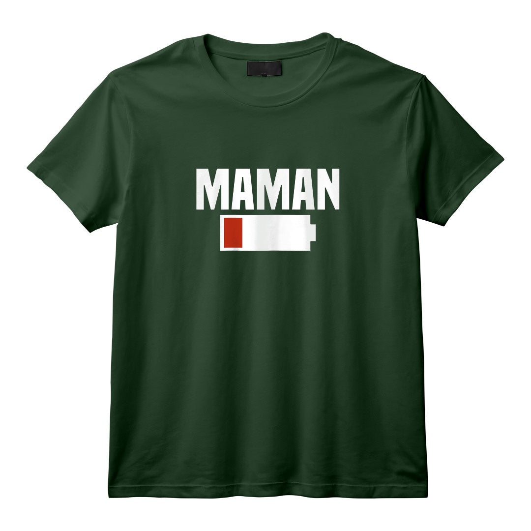 Femme Maman Stressée. Batterie vide T-Shirt - Original et Amusant pour Mamans Actives - Coupe Classique