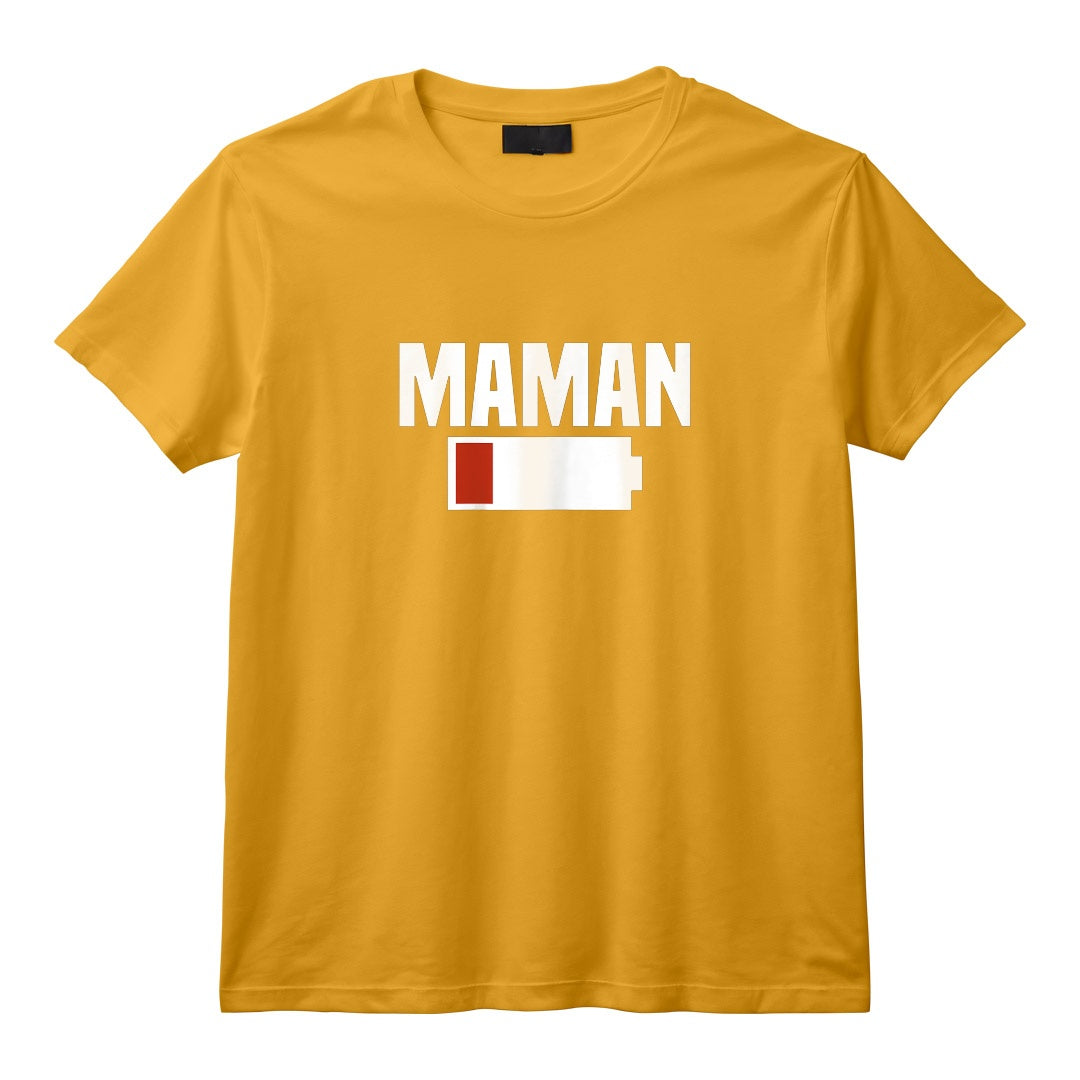 Femme Maman Stressée. Batterie vide T-Shirt - Original et Amusant pour Mamans Actives - Coupe Classique