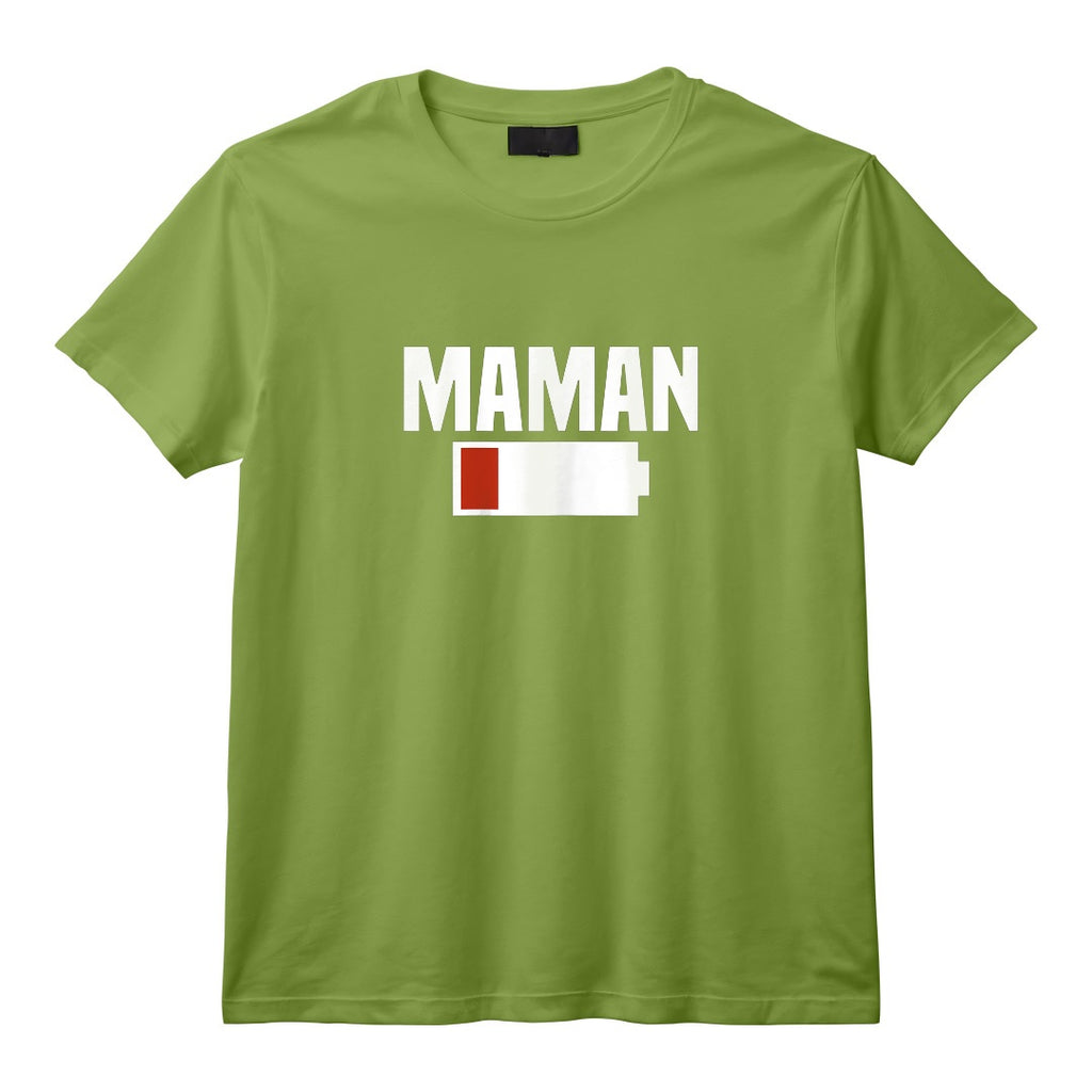 Femme Maman Stressée. Batterie vide T-Shirt - Original et Amusant pour Mamans Actives - Coupe Classique