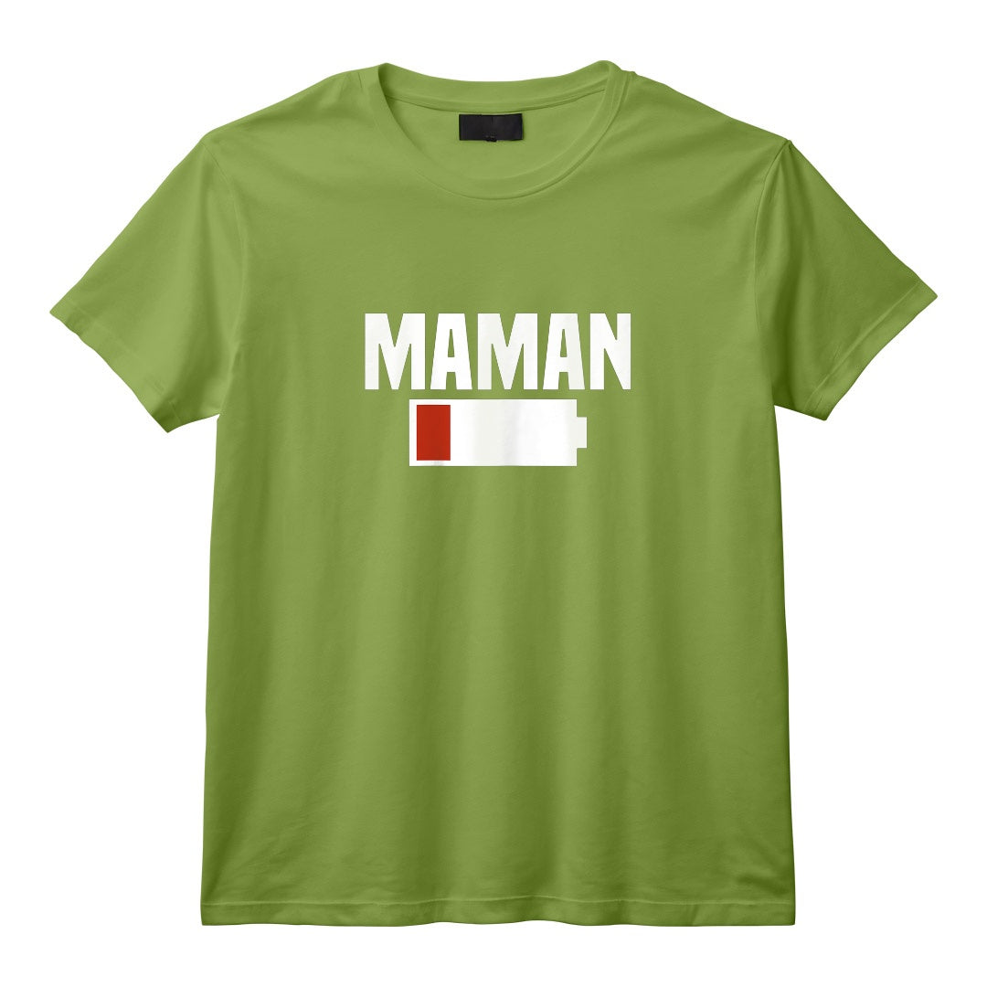 Femme Maman Stressée. Batterie vide T-Shirt - Original et Amusant pour Mamans Actives - Coupe Classique