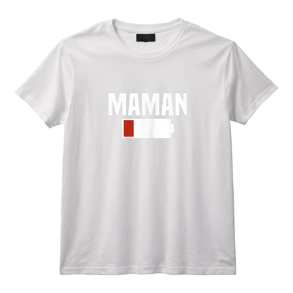 Femme Maman Stressée. Batterie vide T-Shirt - Original et Amusant pour Mamans Actives - Coupe Classique