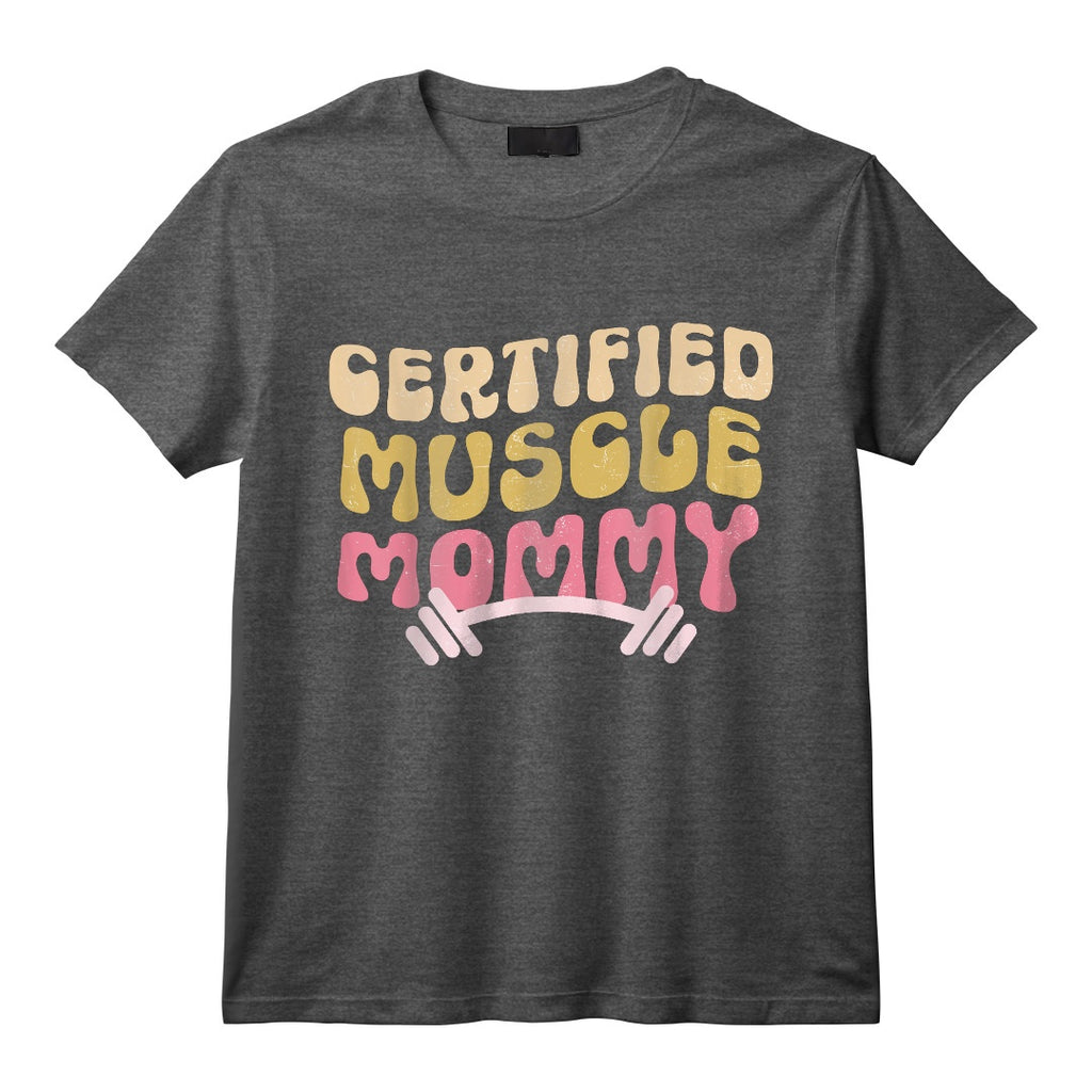 Housse de Pompe Certifiée Muscle Mommy Groovy T-Shirt - Vêtement Tendance pour Femmes Actives et Mamans