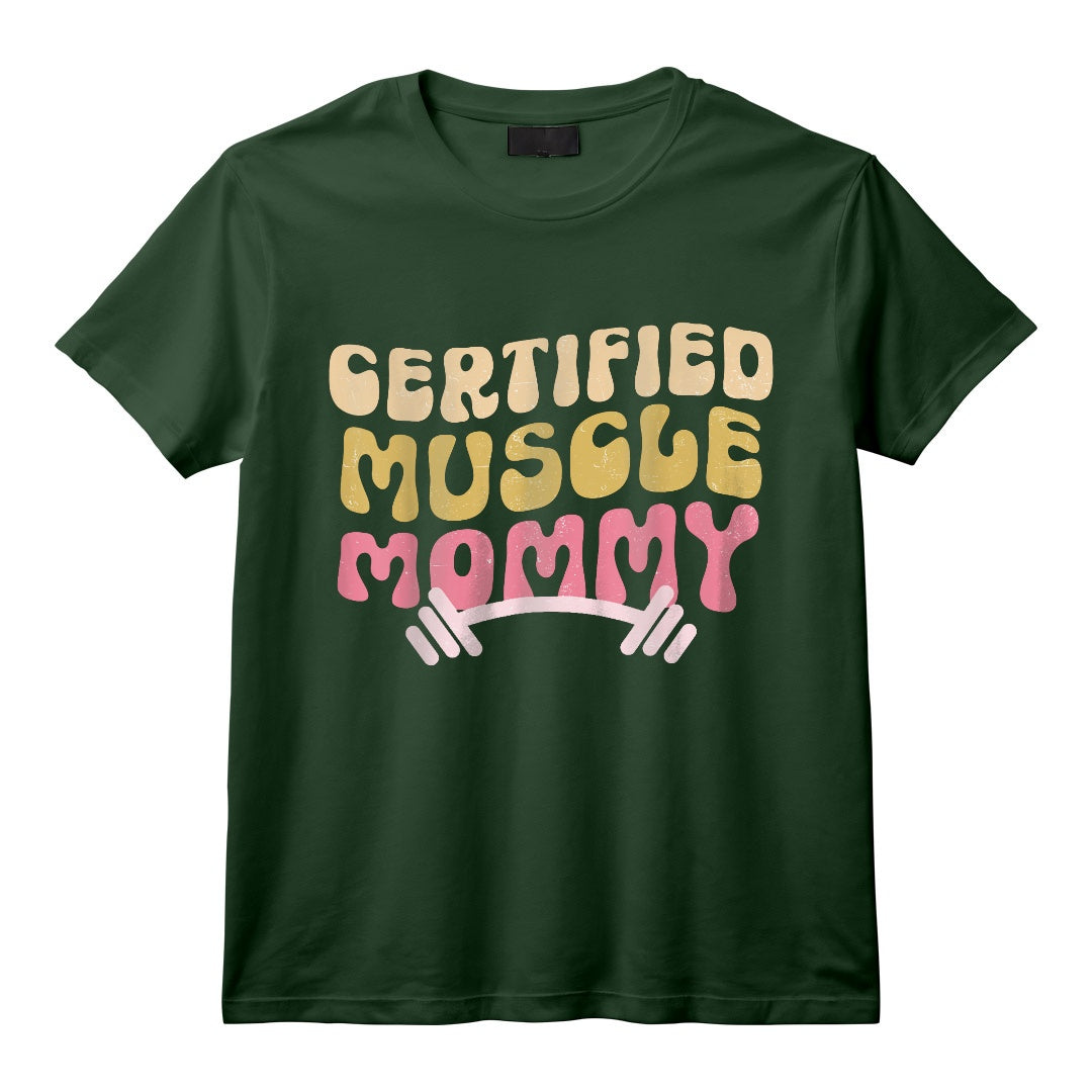 Housse de Pompe Certifiée Muscle Mommy Groovy T-Shirt - Vêtement Tendance pour Femmes Actives et Mamans