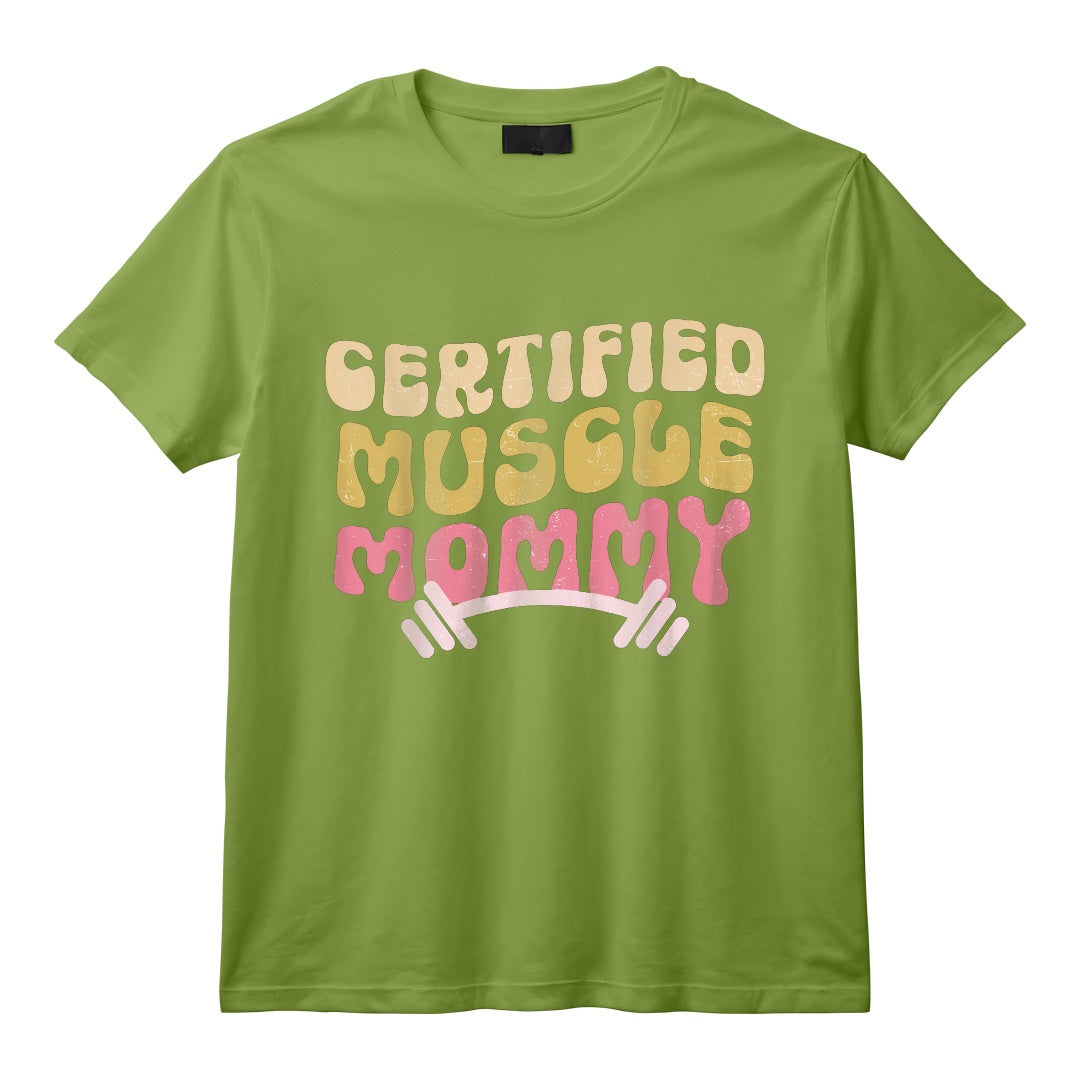 Housse de Pompe Certifiée Muscle Mommy Groovy T-Shirt - Vêtement Tendance pour Femmes Actives et Mamans
